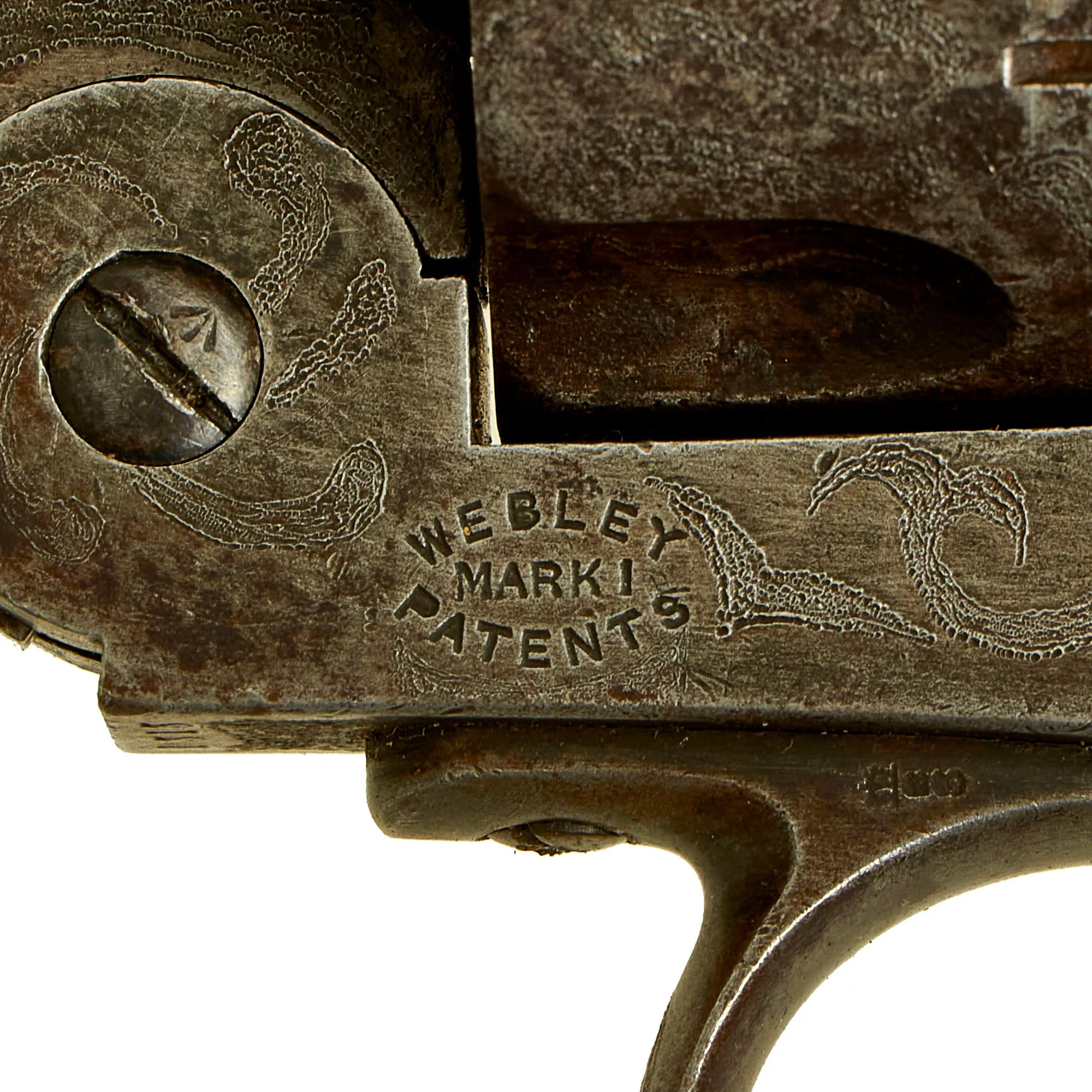 Original British Victorian Royal Navy Webley Mark I Field Engraved Antique Revolver Serial 1313 - .45acp Converted