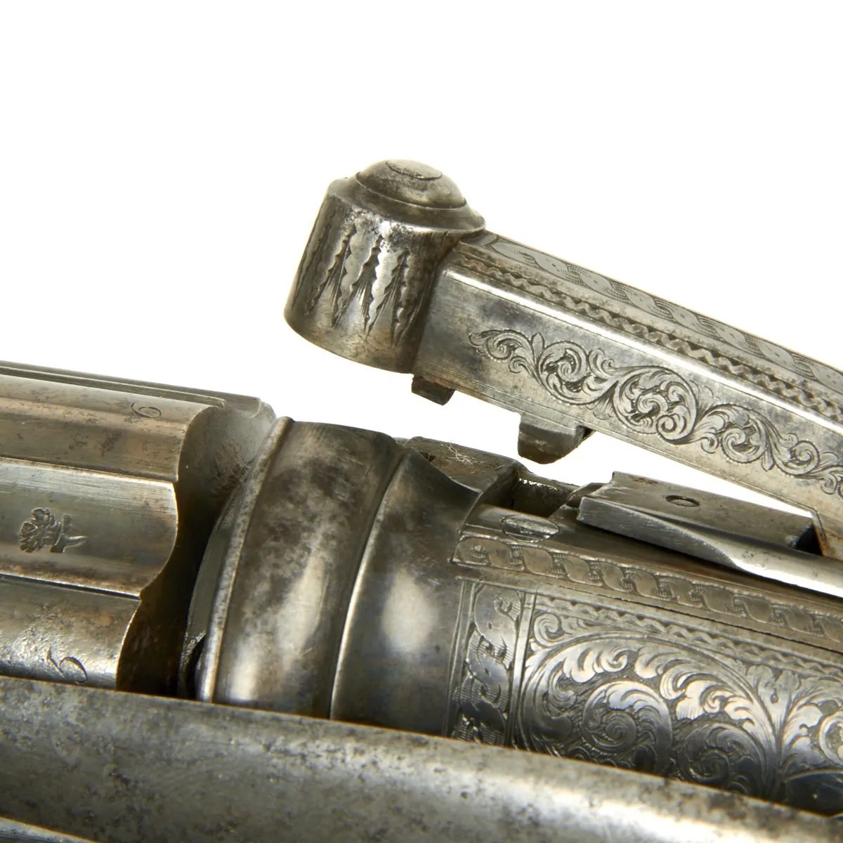 Original British Victorian Six-Shot Percussion Pepperbox Revolver by Samuel Nock - Circa 1850