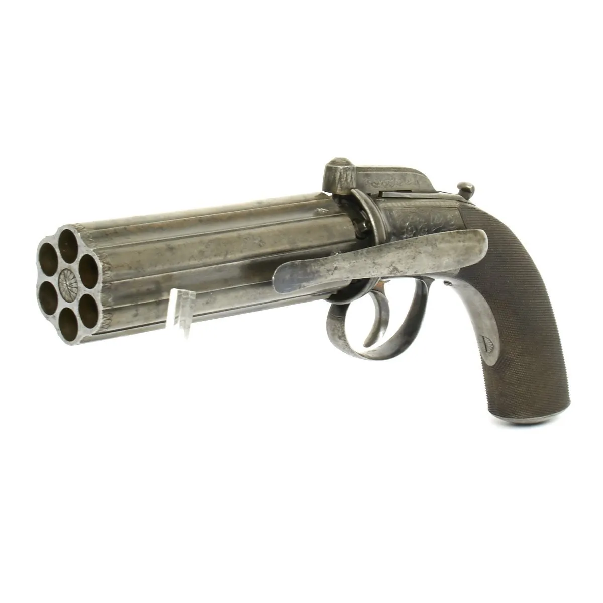 Original British Victorian Six-Shot Percussion Pepperbox Revolver by Samuel Nock - Circa 1850