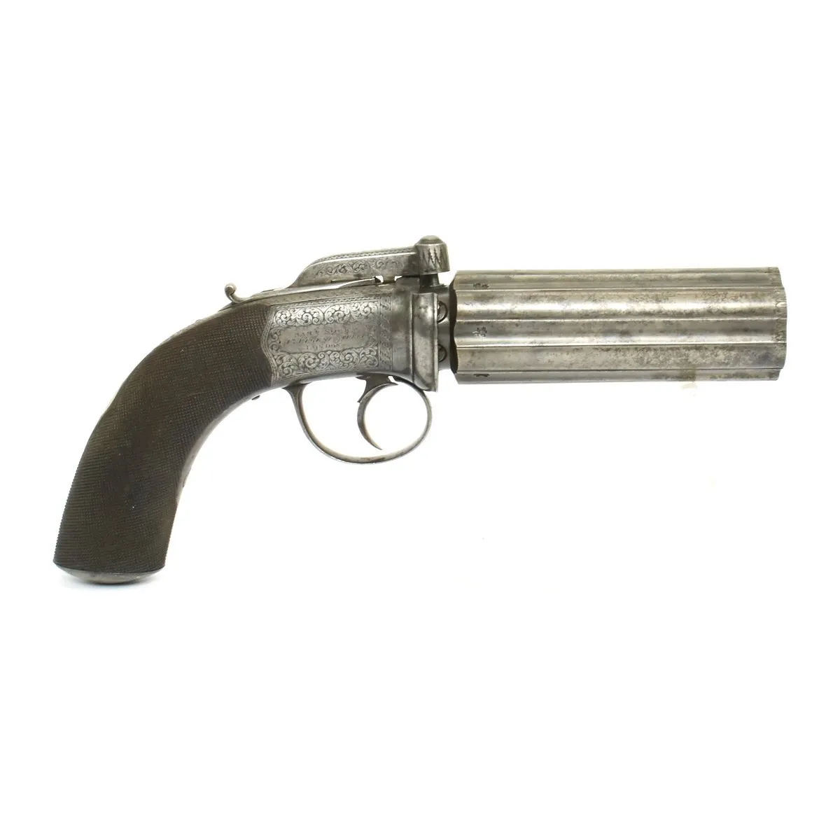 Original British Victorian Six-Shot Percussion Pepperbox Revolver by Samuel Nock - Circa 1850