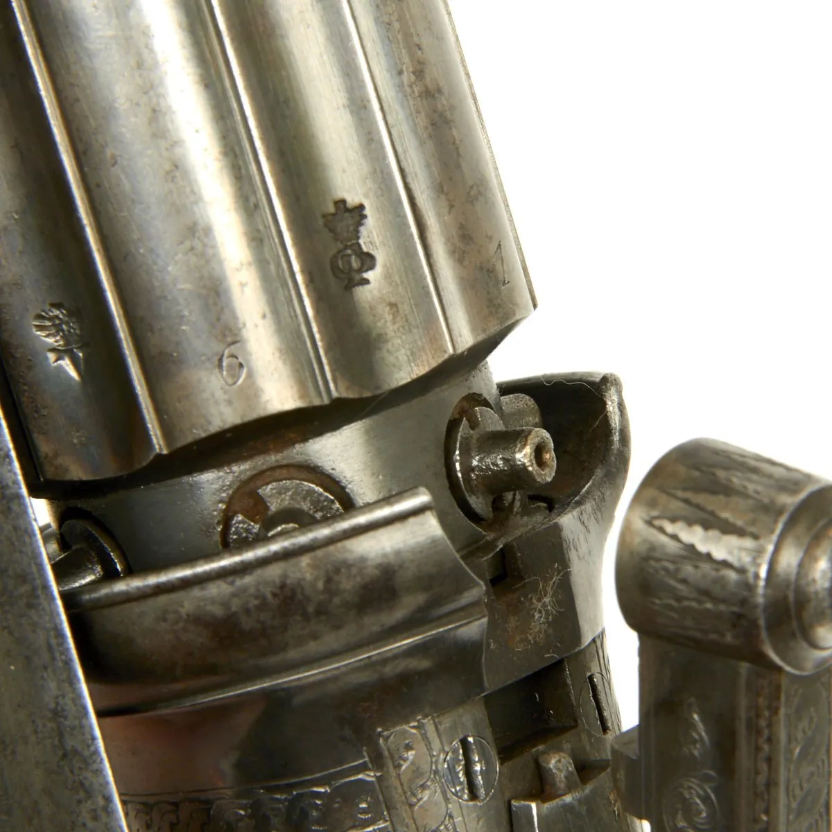 Original British Victorian Six-Shot Percussion Pepperbox Revolver by Samuel Nock - Circa 1850