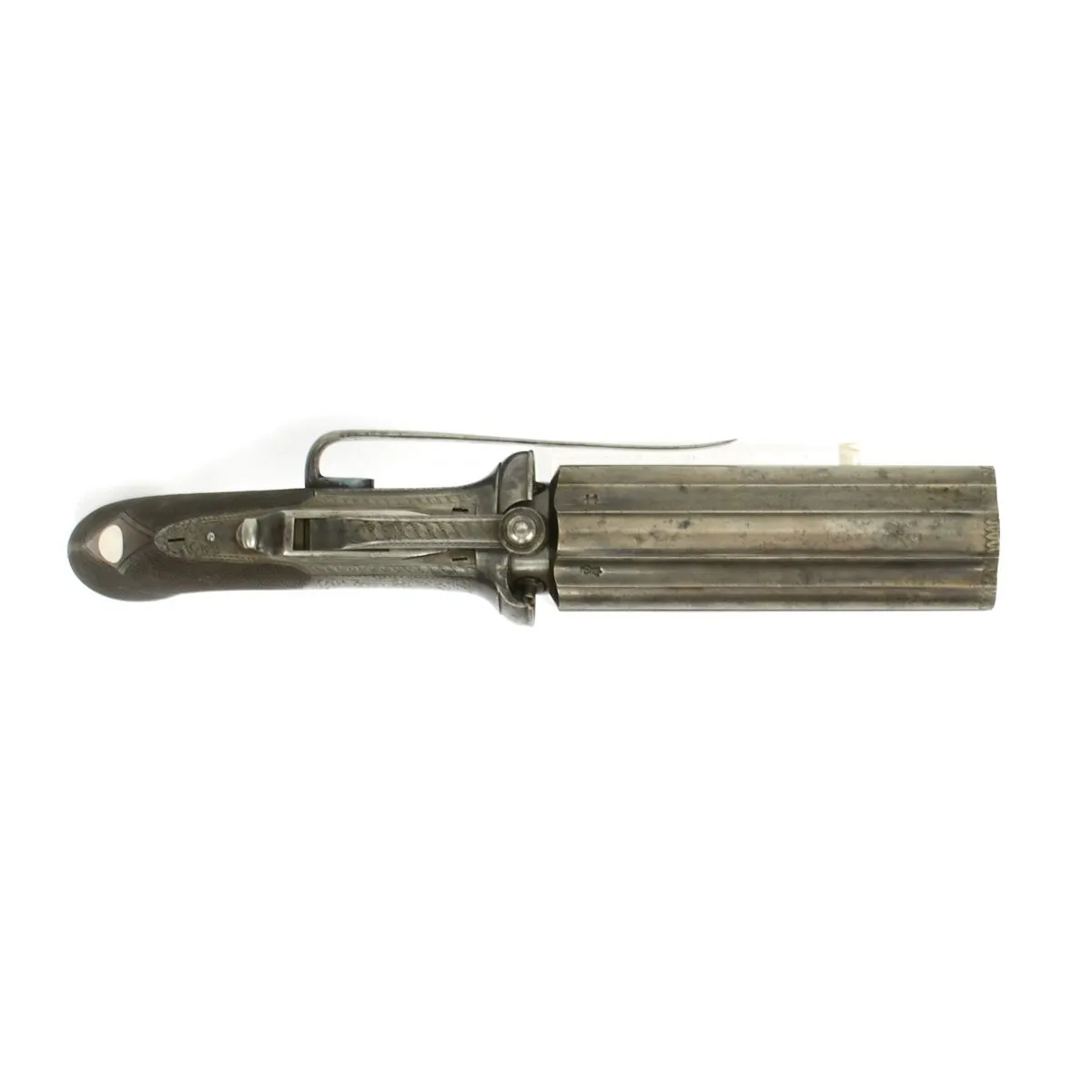 Original British Victorian Six-Shot Percussion Pepperbox Revolver by Samuel Nock - Circa 1850