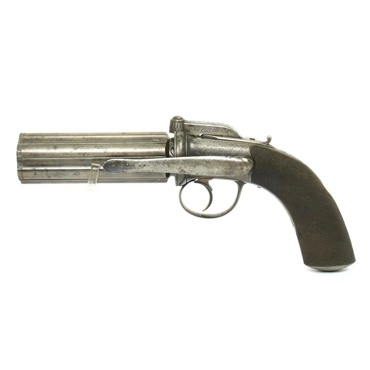 Original British Victorian Six-Shot Percussion Pepperbox Revolver by Samuel Nock - Circa 1850