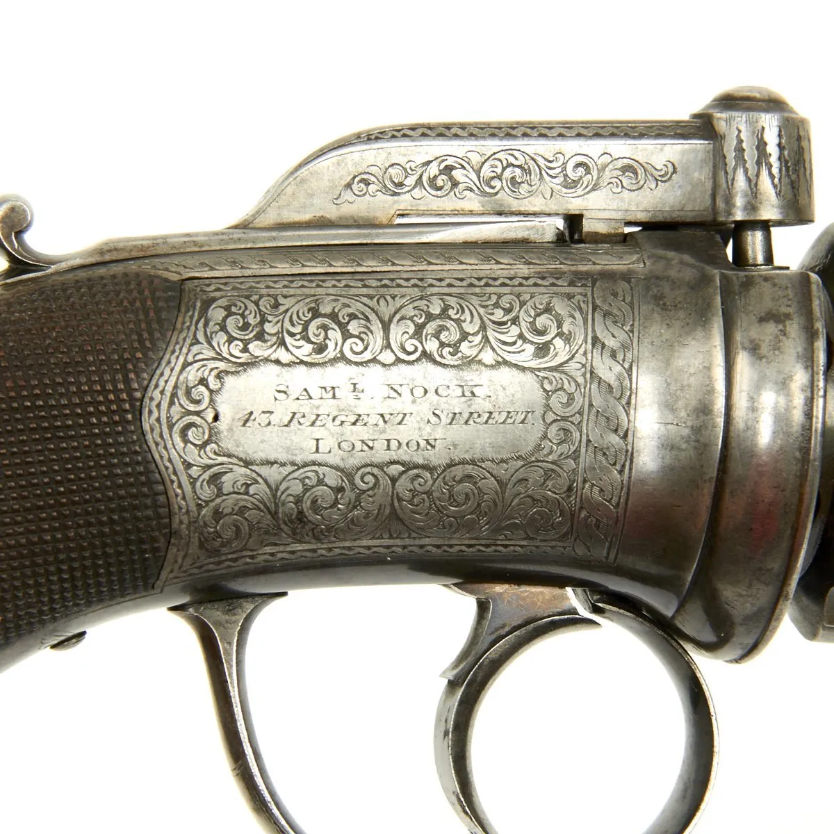 Original British Victorian Six-Shot Percussion Pepperbox Revolver by Samuel Nock - Circa 1850