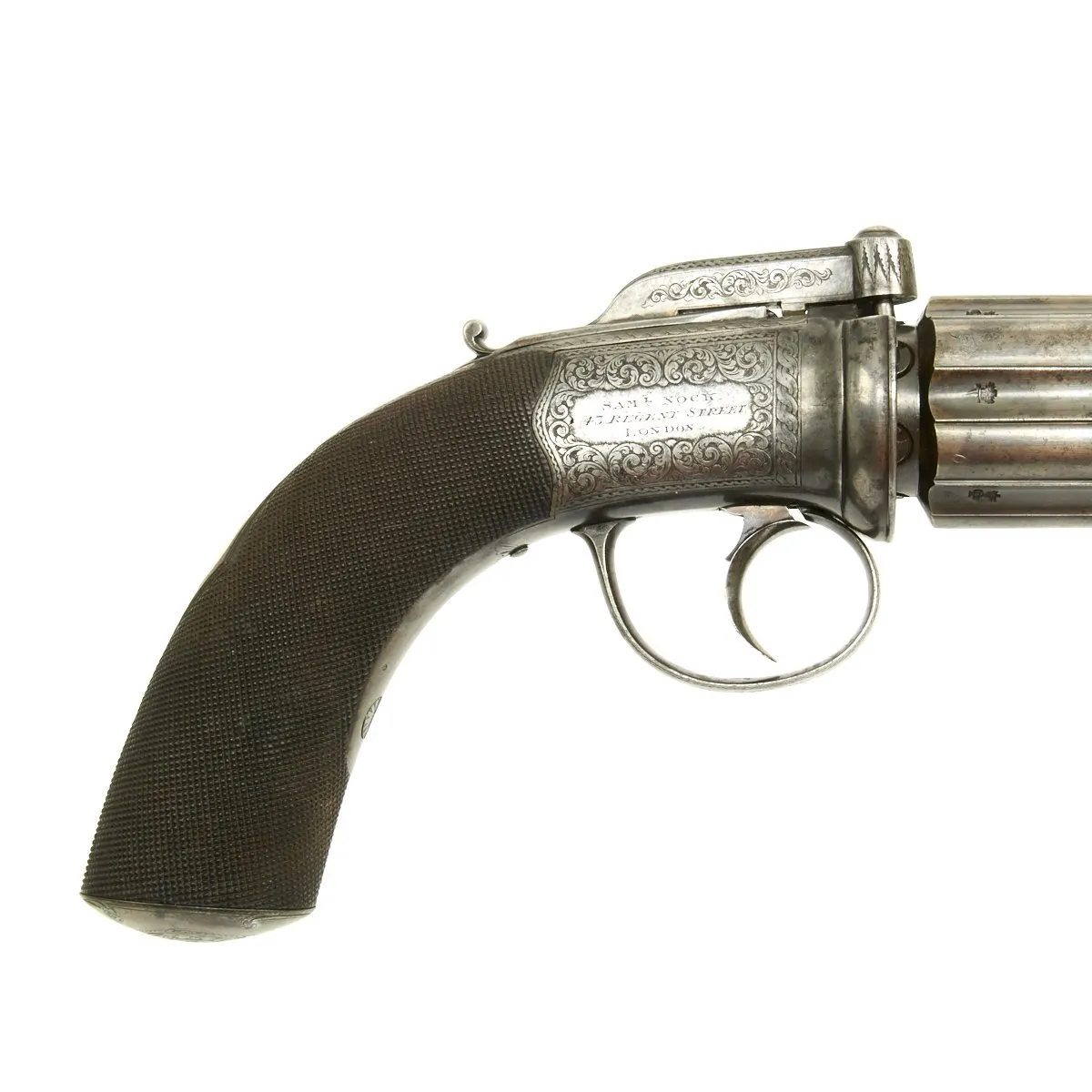 Original British Victorian Six-Shot Percussion Pepperbox Revolver by Samuel Nock - Circa 1850