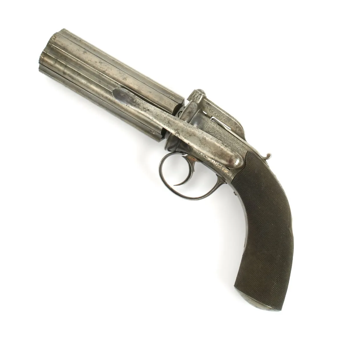 Original British Victorian Six-Shot Percussion Pepperbox Revolver by Samuel Nock - Circa 1850