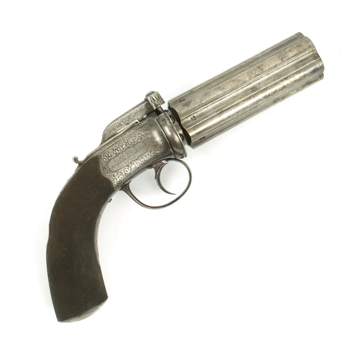 Original British Victorian Six-Shot Percussion Pepperbox Revolver by Samuel Nock - Circa 1850