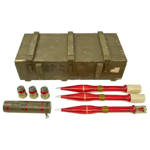 Original Cold War Era Czech Inert Training Rocket Set for the SPG-9 Recoilless Anti-Tank Gun - 3 Rockets in Chest