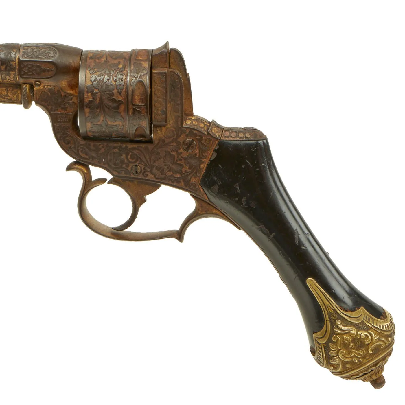 Original Exceptional French Gold Washed 11mm Revolver Model of 1855 by Louis Perrin for Paris Exposition