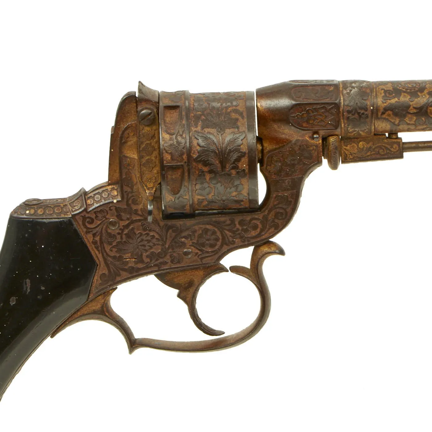 Original Exceptional French Gold Washed 11mm Revolver Model of 1855 by Louis Perrin for Paris Exposition