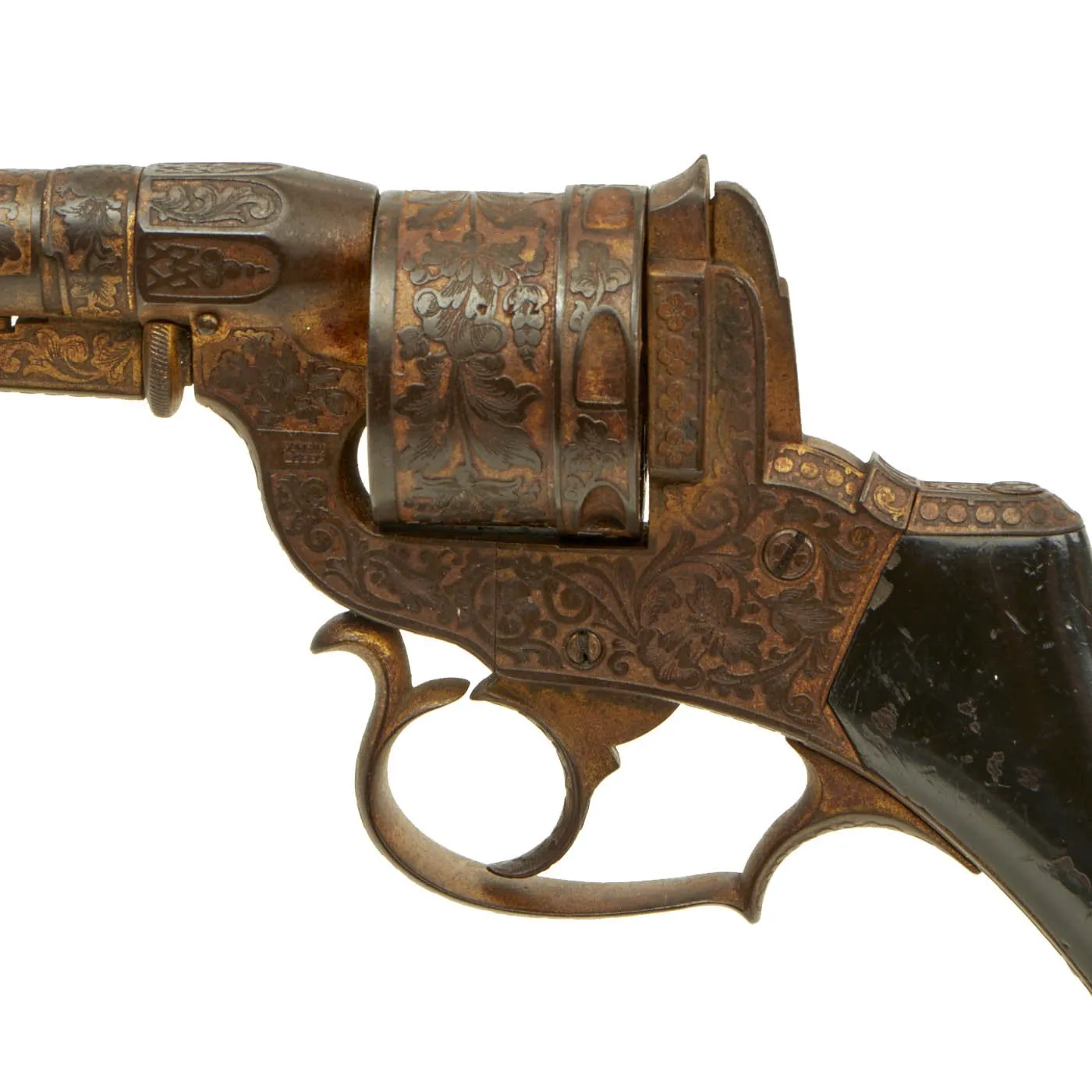 Original Exceptional French Gold Washed 11mm Revolver Model of 1855 by Louis Perrin for Paris Exposition