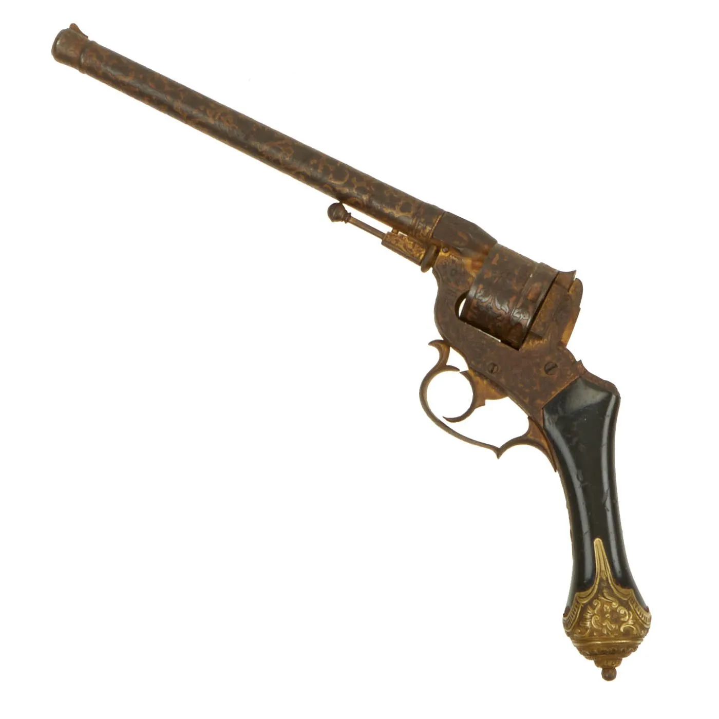 Original Exceptional French Gold Washed 11mm Revolver Model of 1855 by Louis Perrin for Paris Exposition