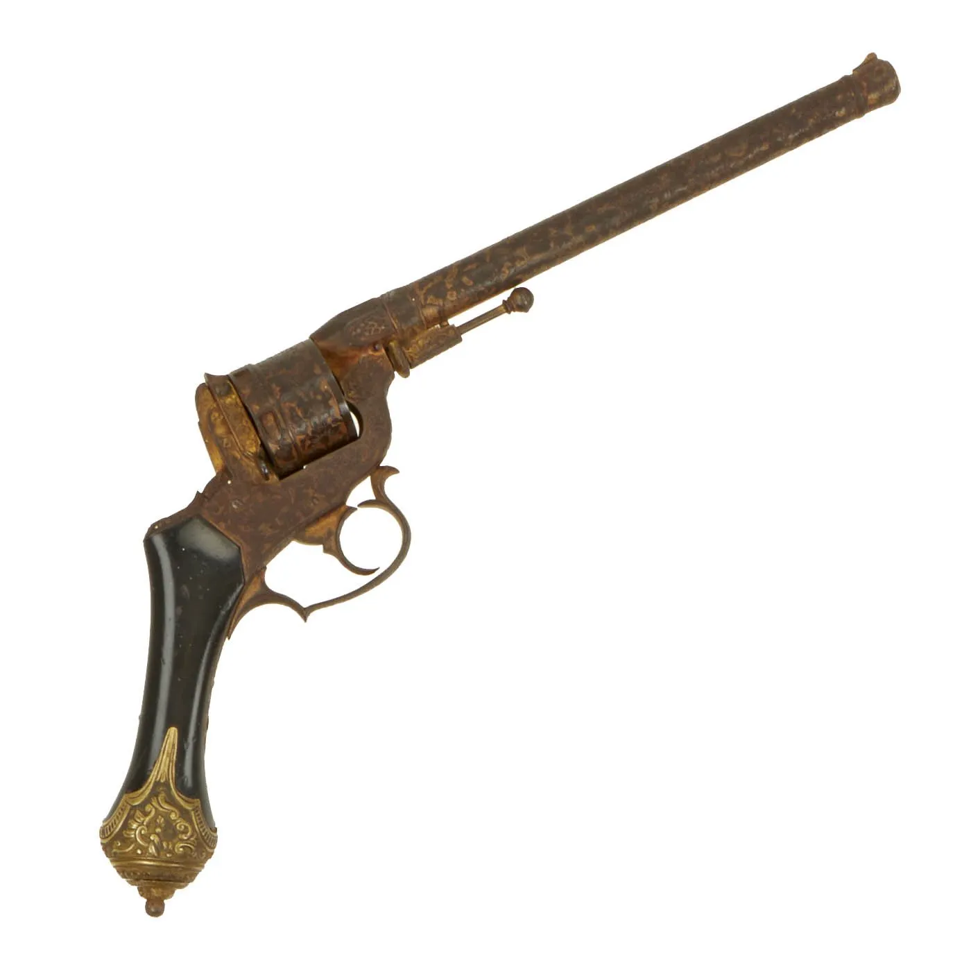 Original Exceptional French Gold Washed 11mm Revolver Model of 1855 by Louis Perrin for Paris Exposition