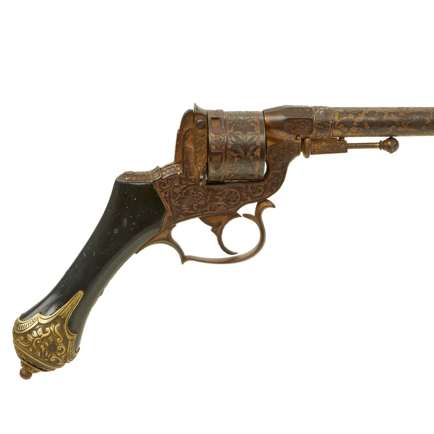 Original Exceptional French Gold Washed 11mm Revolver Model of 1855 by Louis Perrin for Paris Exposition