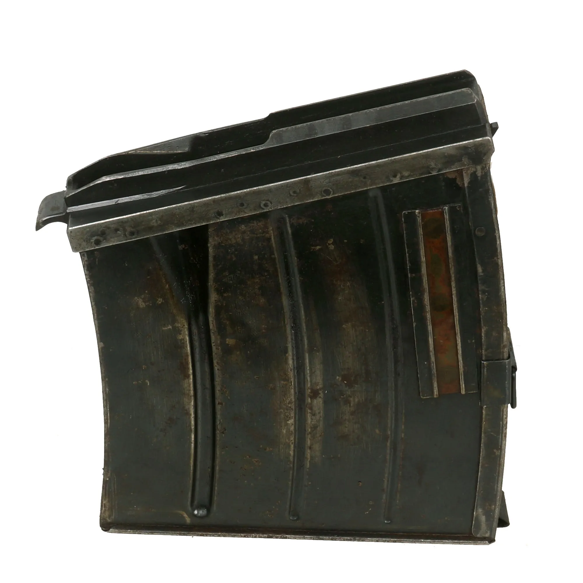 Original Finnish WWII Lahti L-39 Anti-Tank Rifle Magazines in Original Shrapnel-Damaged Carrying Case