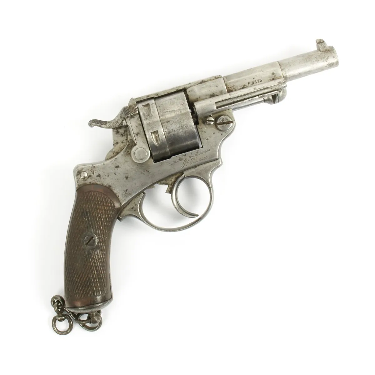 Original French Model MAS 1873 11mm Revolver Dated 1875 with Lanyard Toggle - Serial Number F41399