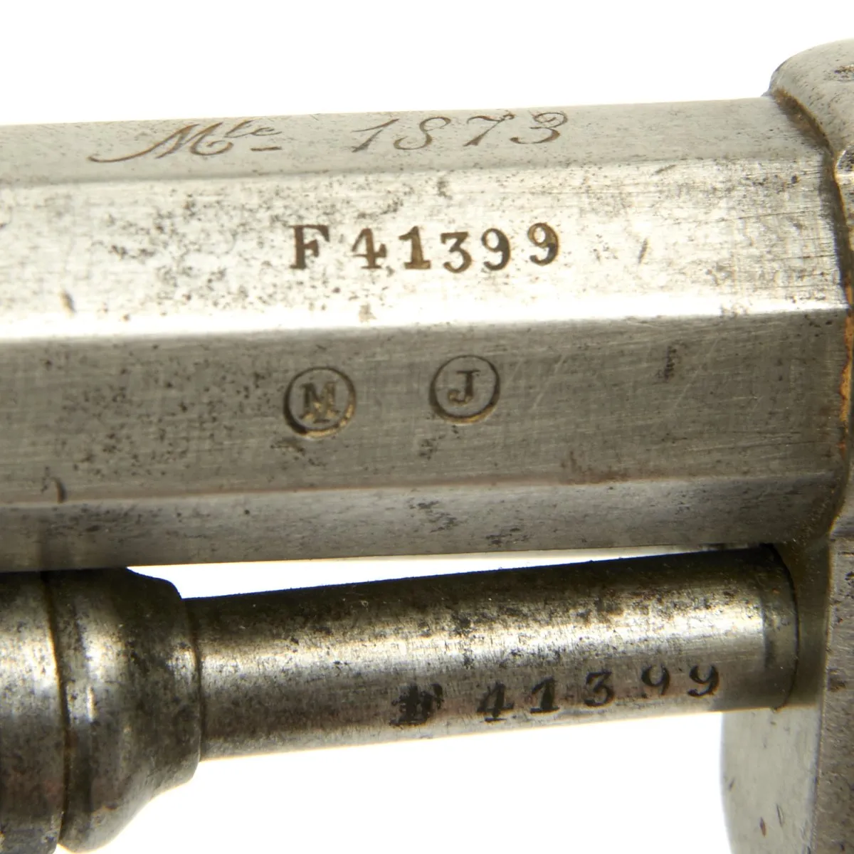 Original French Model MAS 1873 11mm Revolver Dated 1875 with Lanyard Toggle - Serial Number F41399