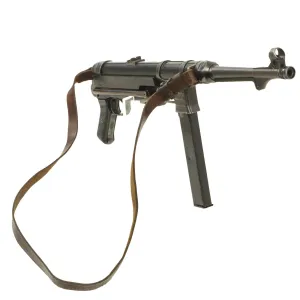 Original German WWII 1943 Dated MP 40 Display Gun by ERMA with Live Barrel, Sling & Magazine - Matching Serial 5743j