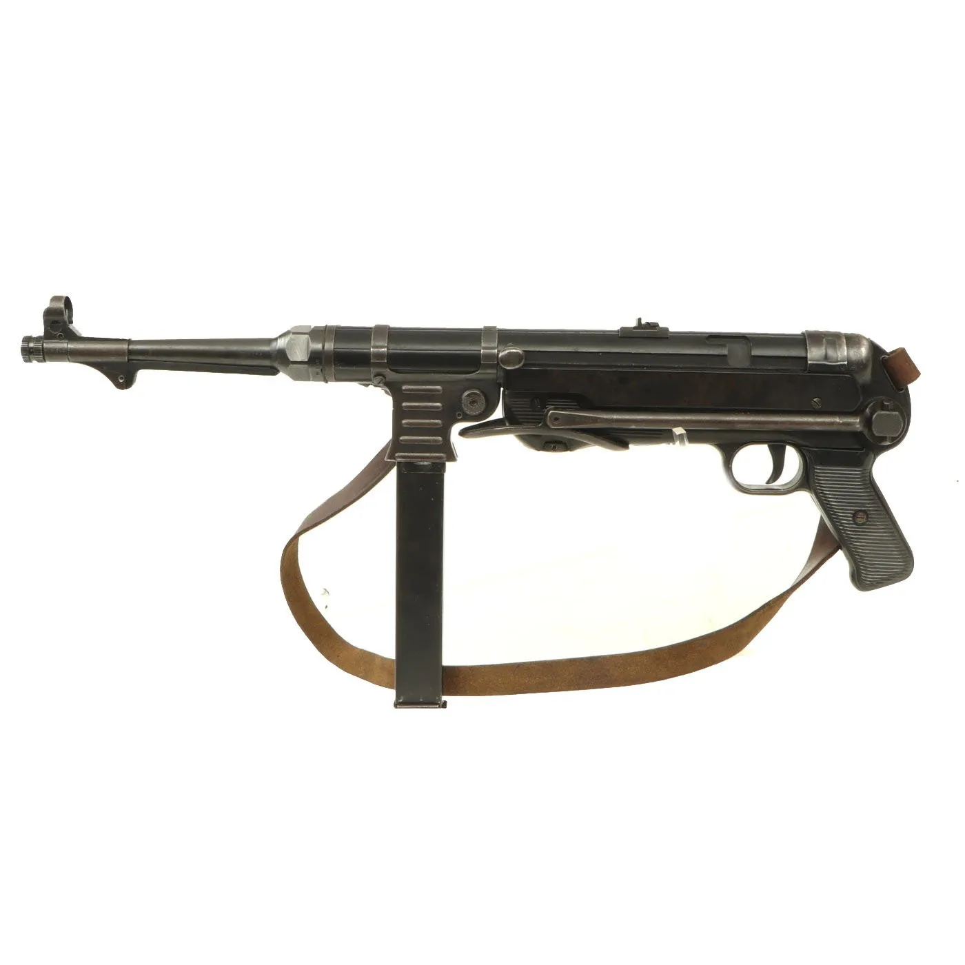 Original German WWII 1943 Dated MP 40 Display Gun by ERMA with Live Barrel, Sling & Magazine - Matching Serial 5743j