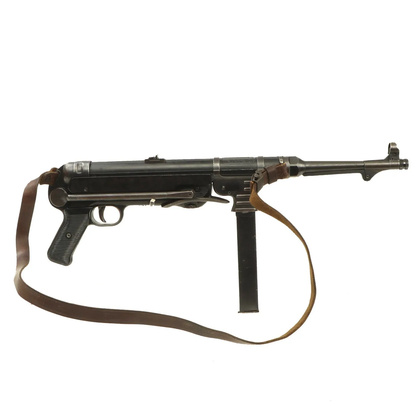 Original German WWII 1943 Dated MP 40 Display Gun by ERMA with Live Barrel, Sling & Magazine - Matching Serial 5743j