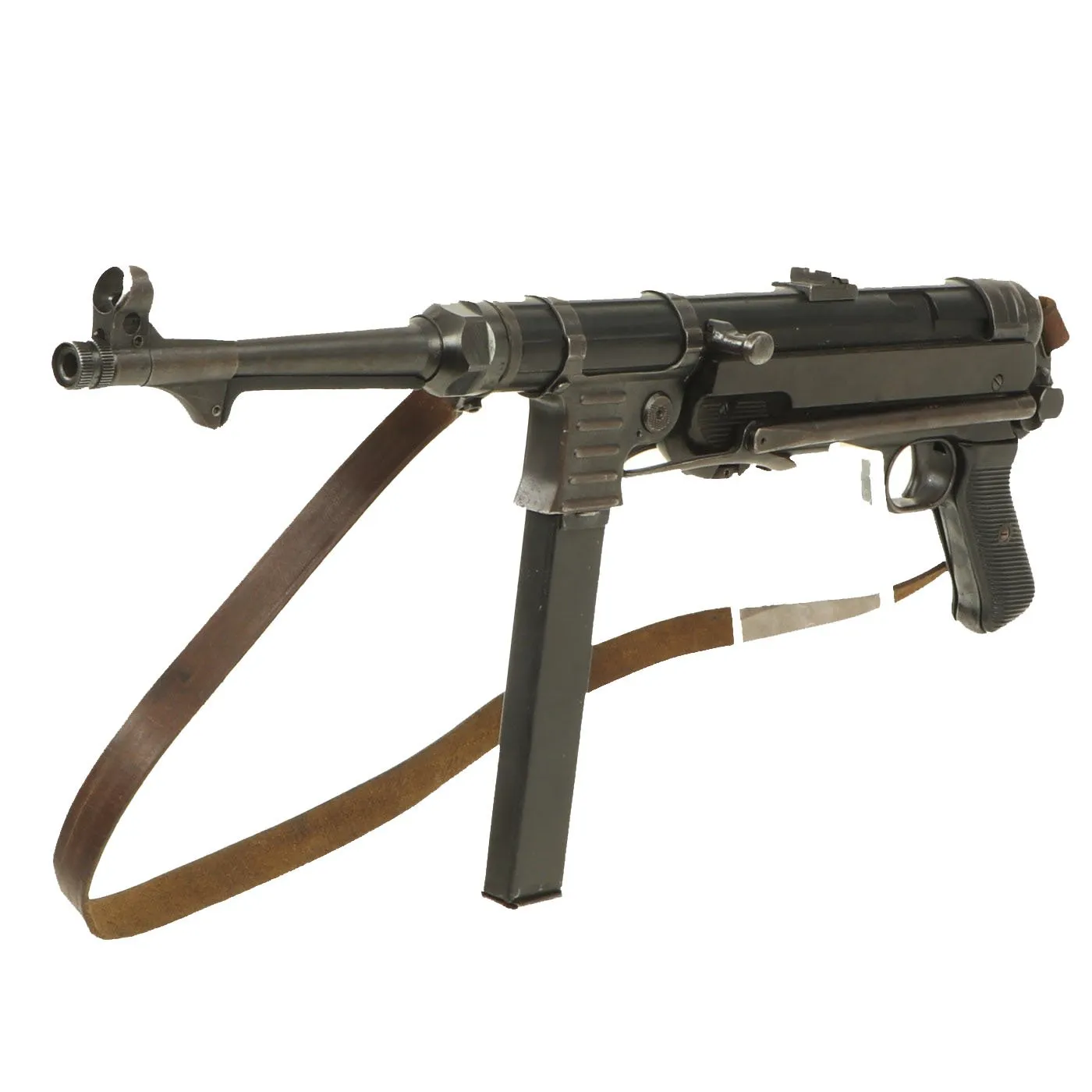 Original German WWII 1943 Dated MP 40 Display Gun by ERMA with Live Barrel, Sling & Magazine - Matching Serial 5743j