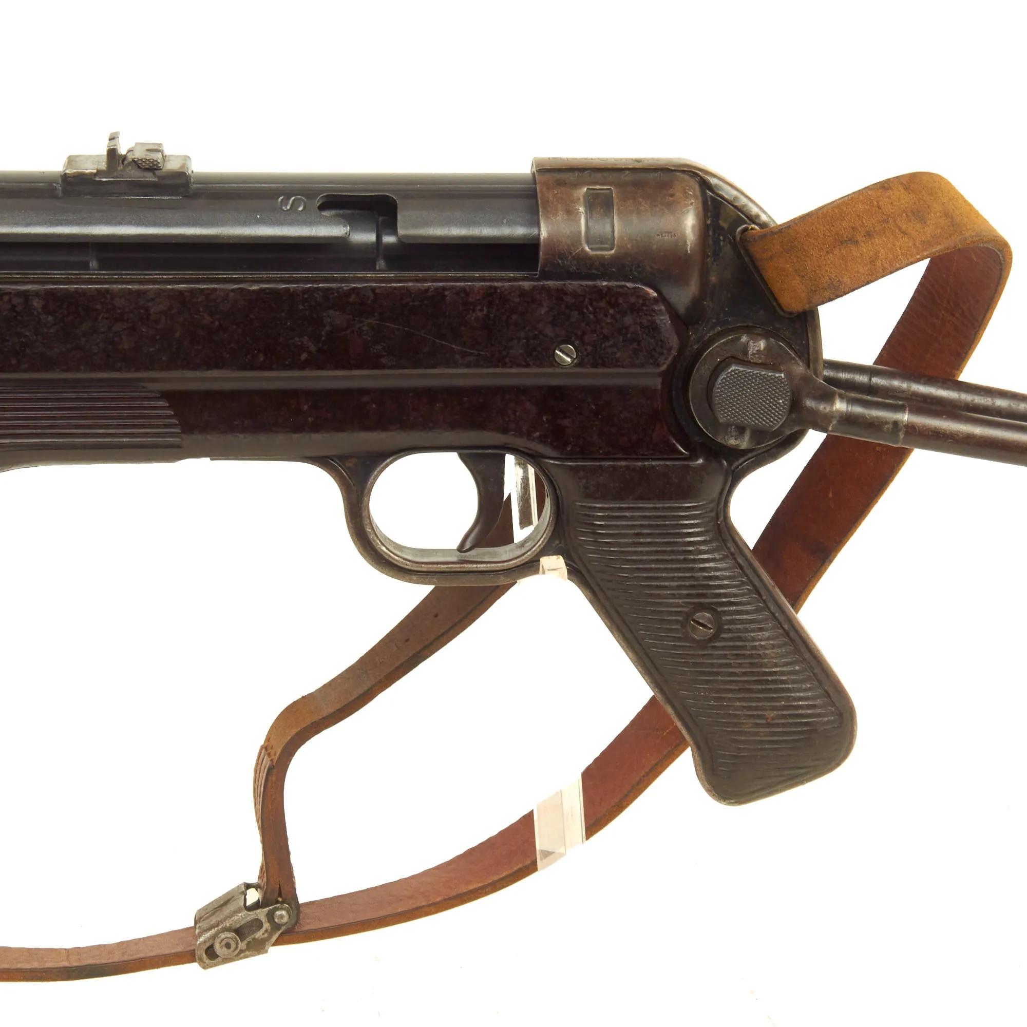 Original German WWII 1943 dated MP 40 Display Gun by Steyr with Post-War Sling & Magazine - Serial 9167M