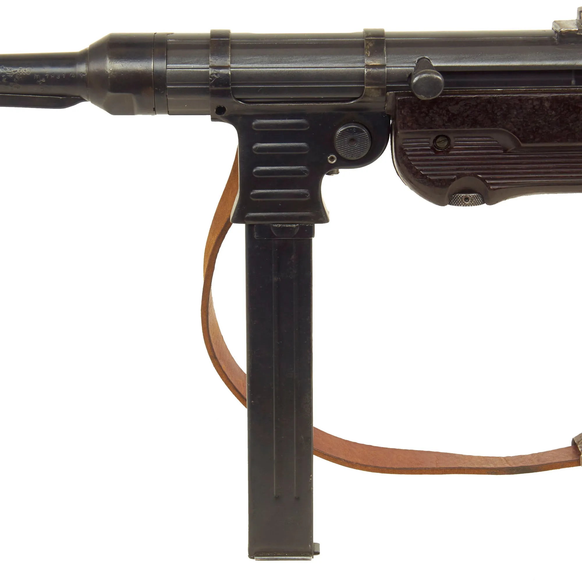 Original German WWII 1943 dated MP 40 Display Gun by Steyr with Post-War Sling & Magazine - Serial 9167M