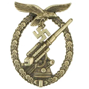 Original German WWII Early Double Thick Tombak Luftwaffe Anti-Aircraft Flak Battle Badge by F. W. Assmann & Söhne