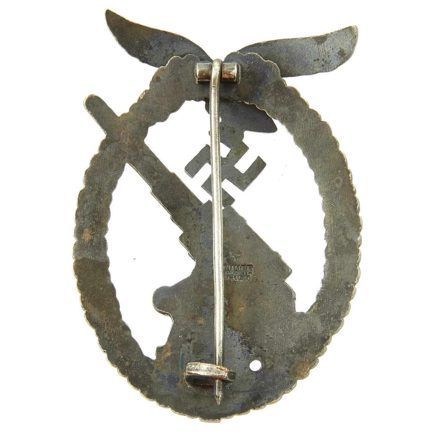 Original German WWII Early War Luftwaffe Anti-Aircraft Flak Battle Badge in Tombak by Brehmer