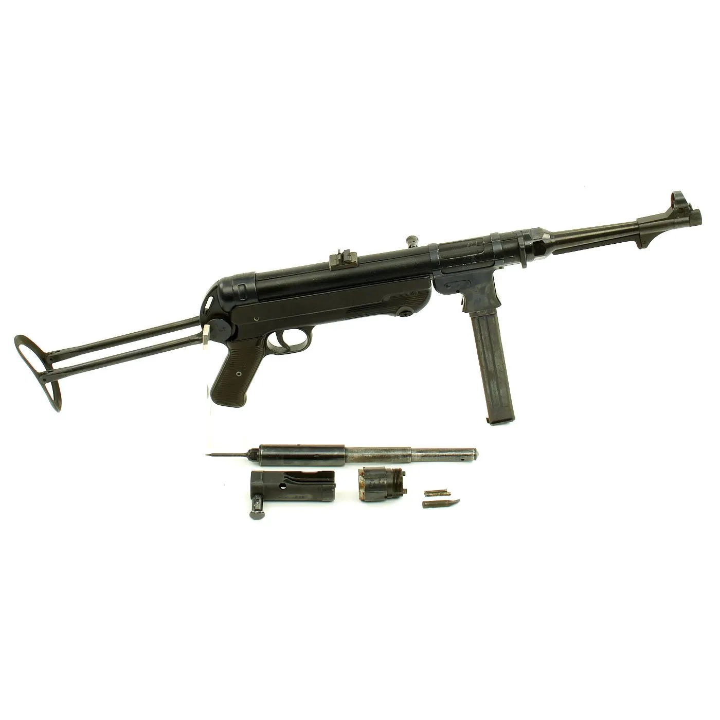 Original German WWII MP 40 Display Gun Parts Set with Matched Serial Numbers and Live Barrel - Dated 1941