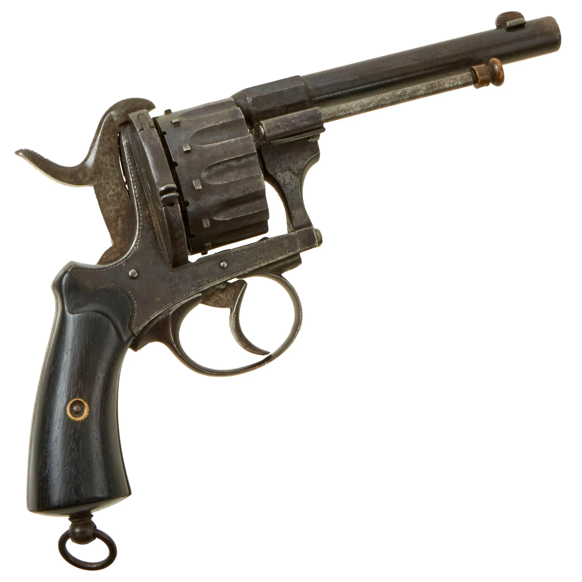 Original Rare U.S. Civil War Era French 7mm Pinfire 12 Round Cylinder Revolver Converted to Centerfire - Circa 1855