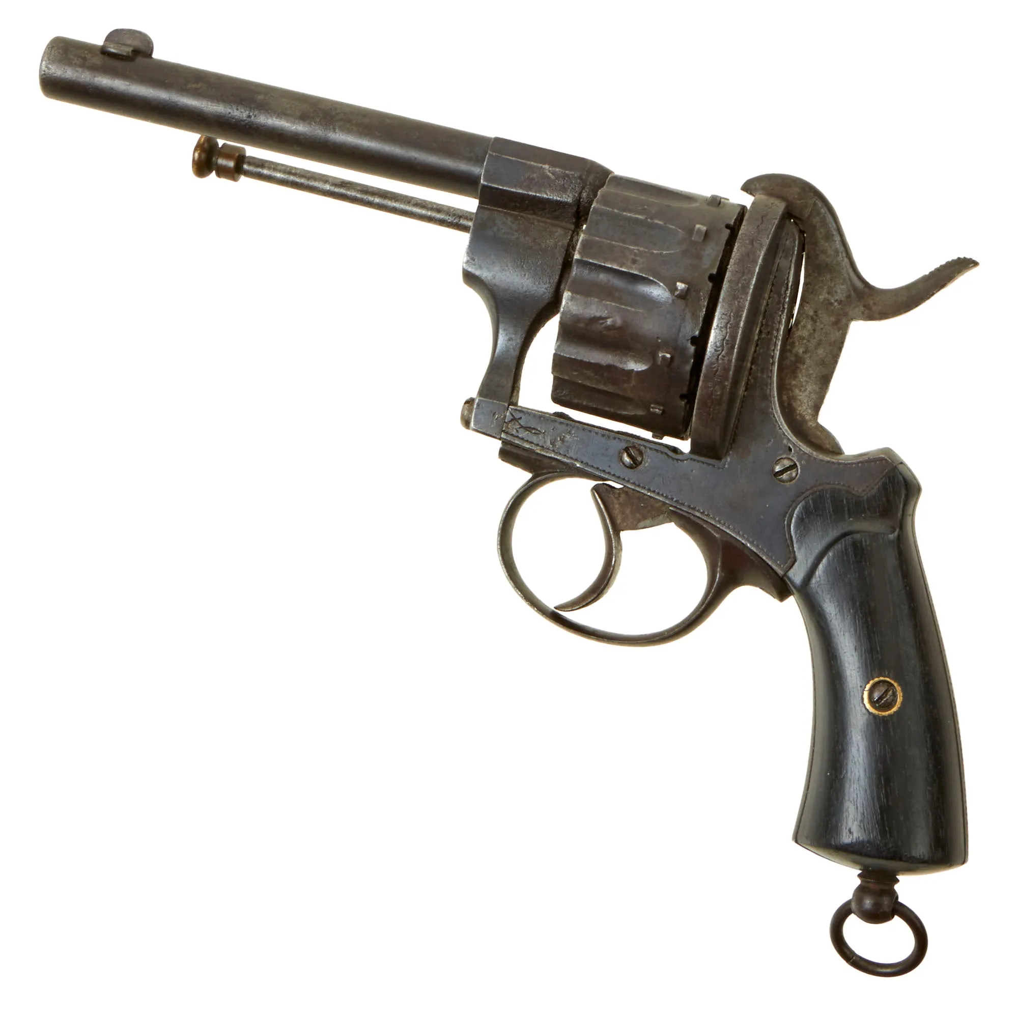 Original Rare U.S. Civil War Era French 7mm Pinfire 12 Round Cylinder Revolver Converted to Centerfire - Circa 1855