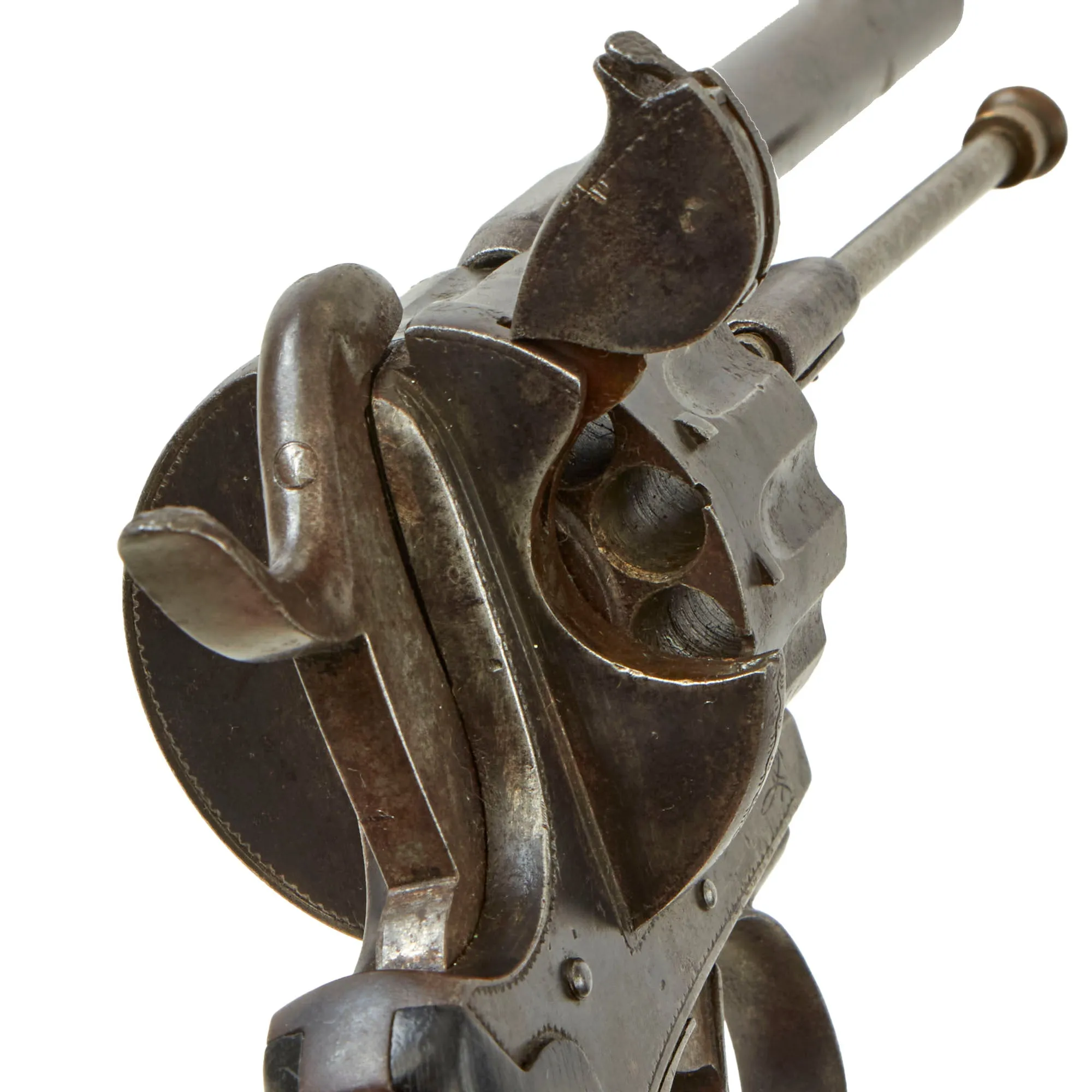 Original Rare U.S. Civil War Era French 7mm Pinfire 12 Round Cylinder Revolver Converted to Centerfire - Circa 1855