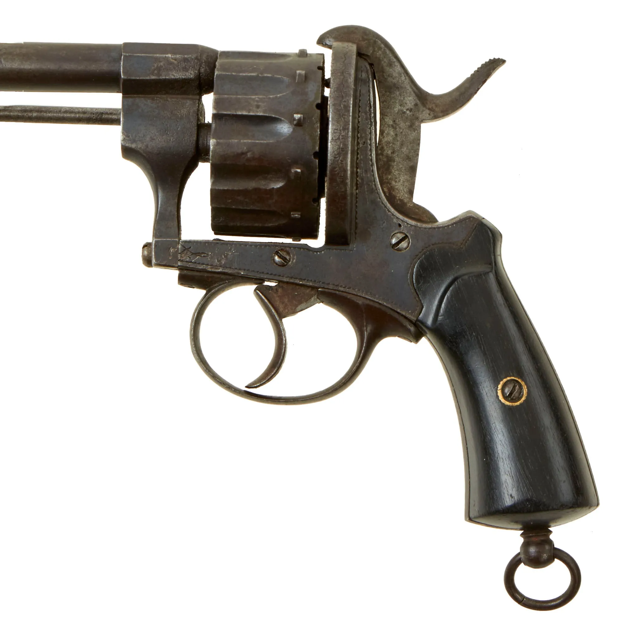 Original Rare U.S. Civil War Era French 7mm Pinfire 12 Round Cylinder Revolver Converted to Centerfire - Circa 1855