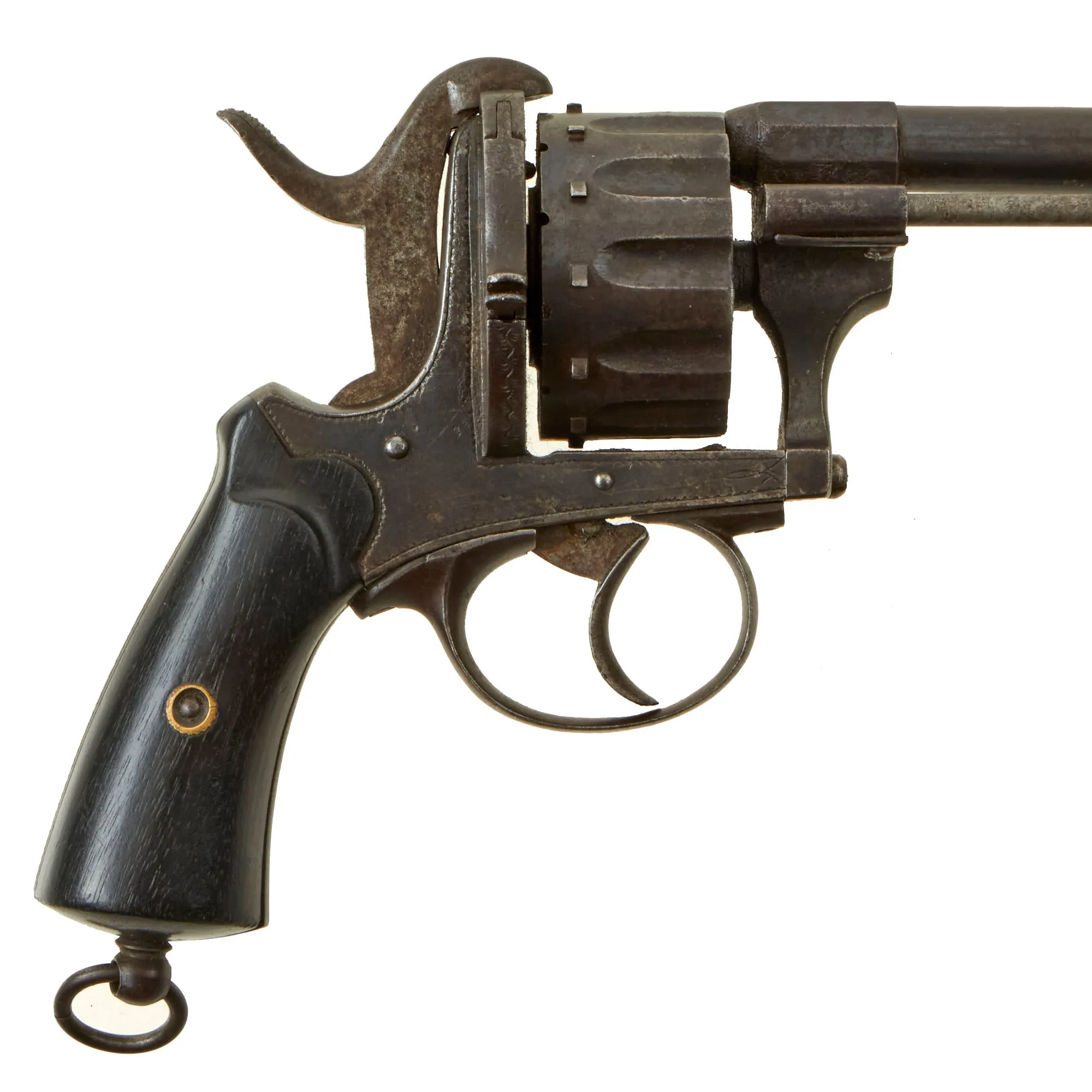 Original Rare U.S. Civil War Era French 7mm Pinfire 12 Round Cylinder Revolver Converted to Centerfire - Circa 1855