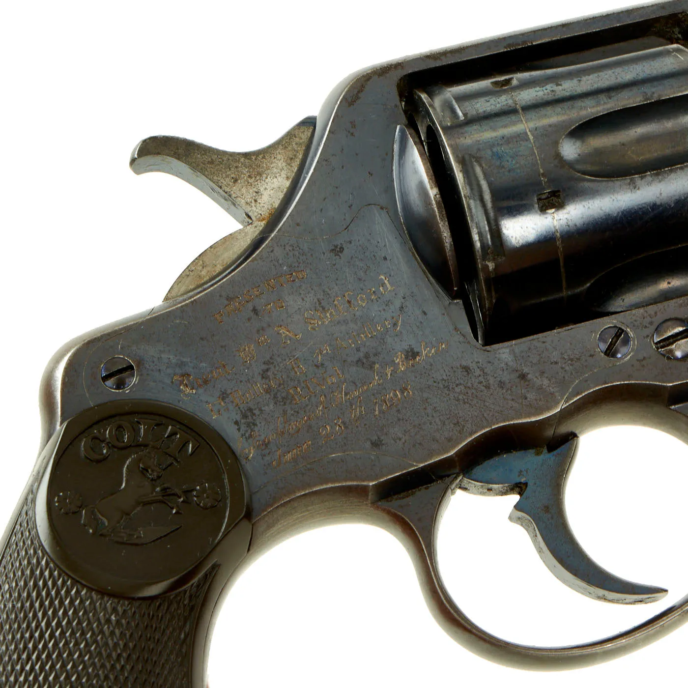 Original Spanish-American War U.S. Colt Model 1896 D.A. 38 Named Presentation Revolver Serial No. 99206 - Made In 1898