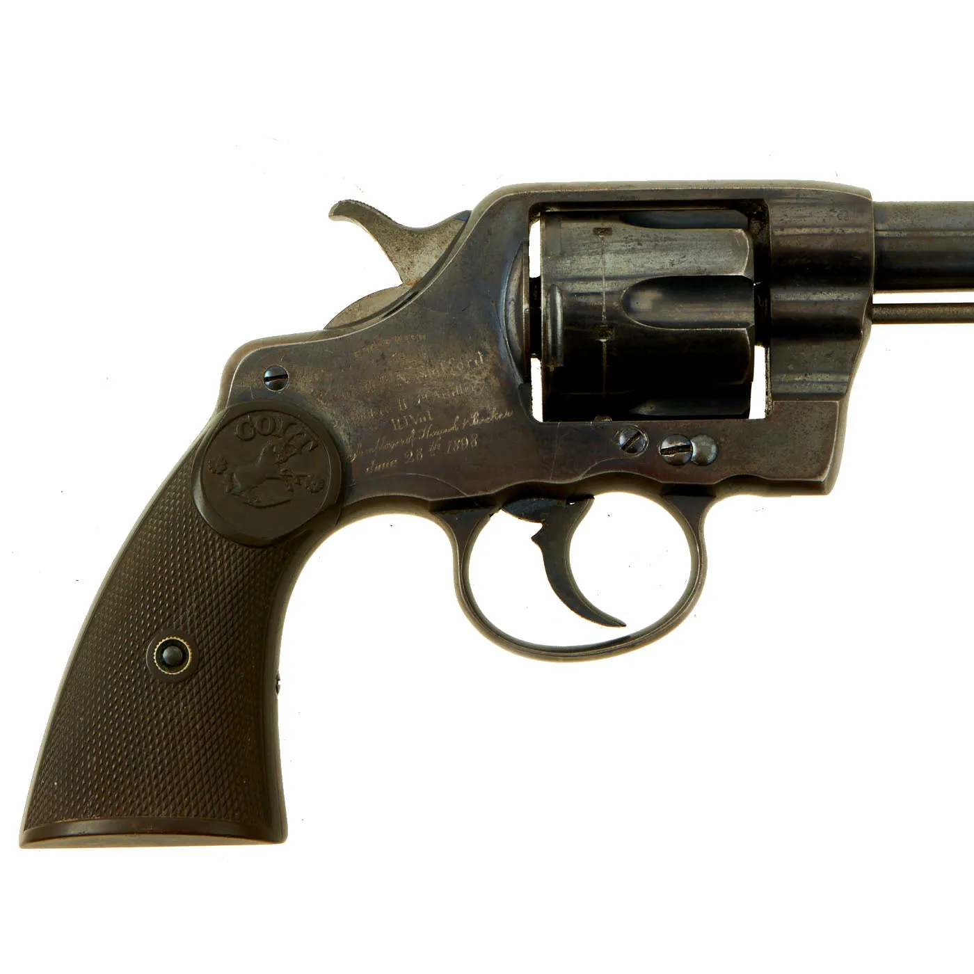 Original Spanish-American War U.S. Colt Model 1896 D.A. 38 Named Presentation Revolver Serial No. 99206 - Made In 1898