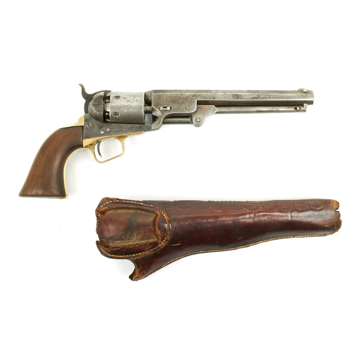 Original U.S. Civil War Colt 1851 Navy .36 Caliber Revolver with Vintage Slim Jim Holster - Manufactured in 1863