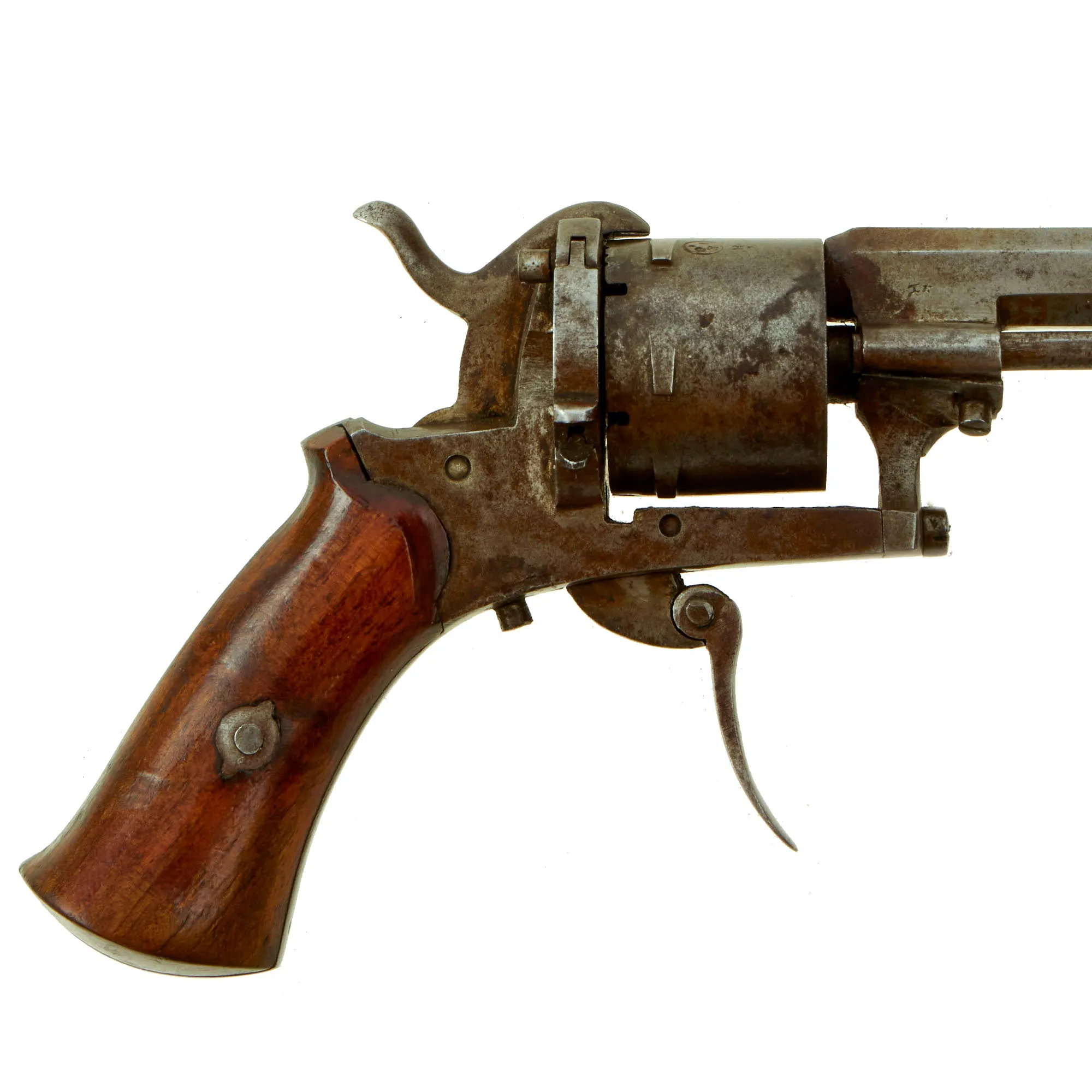 Authentic Antique Belgian 7mm Pinfire Double Action Pocket Revolver with Liège Proofs from the U.S. Civil War Era - circa 1858