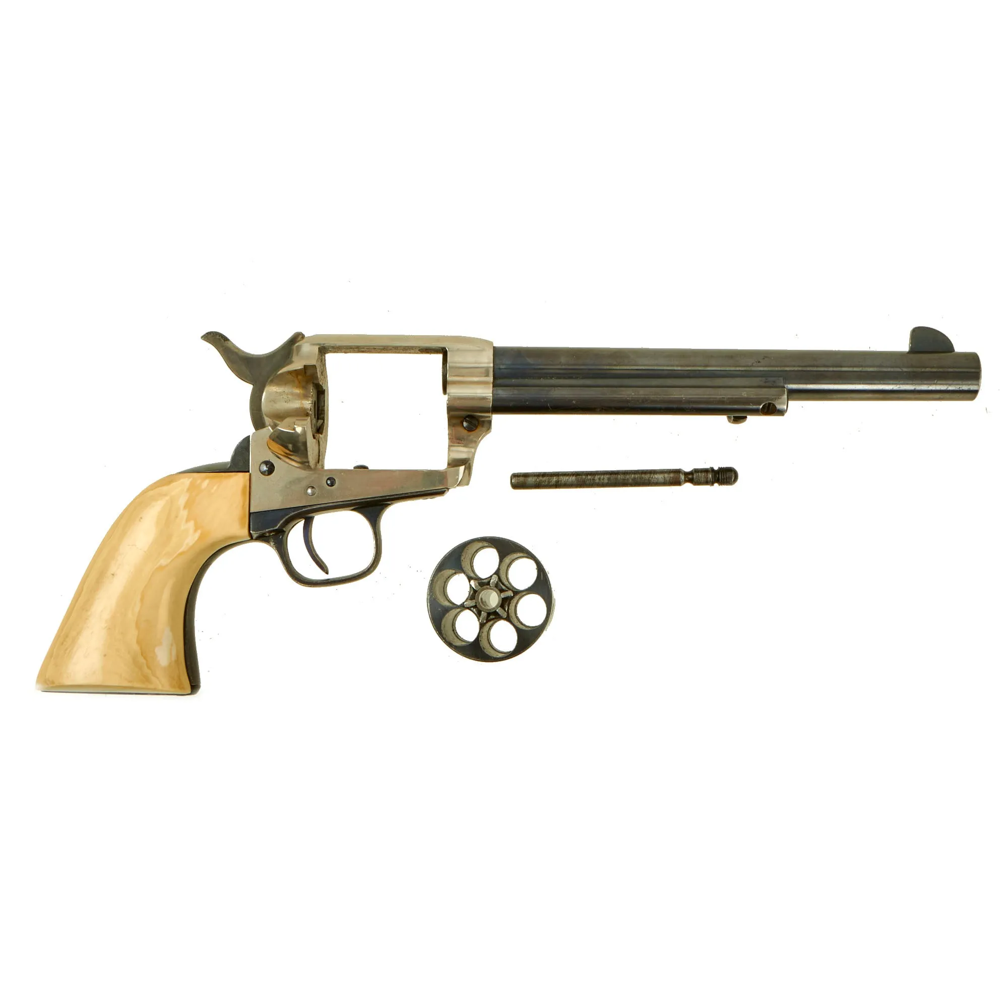 Original U.S. Colt .45cal Single Action Army Revolver made in 1898 with Replaced 7 1/2" Barrel & Marine Ivory Grips - Serial 175851