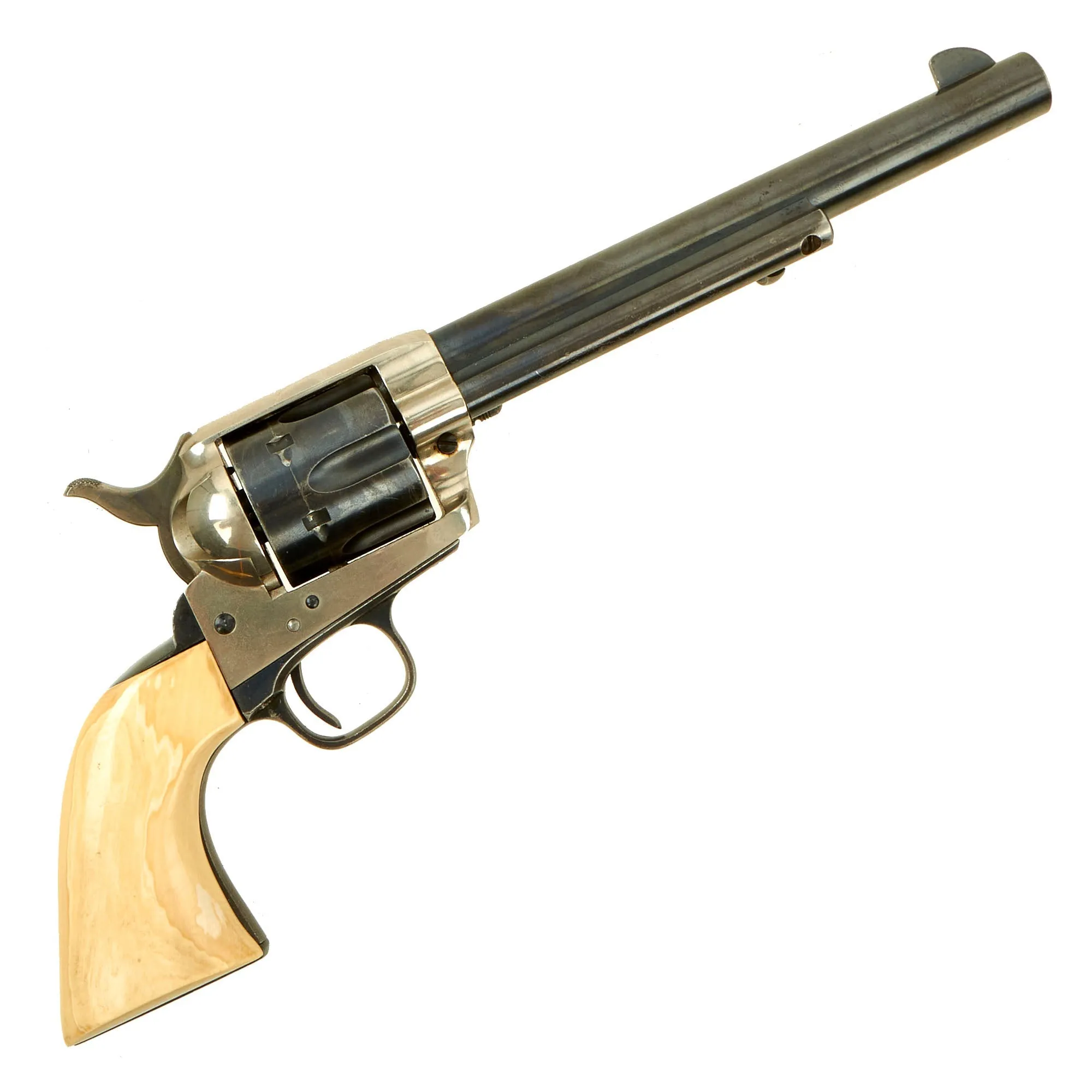 Original U.S. Colt .45cal Single Action Army Revolver made in 1898 with Replaced 7 1/2" Barrel & Marine Ivory Grips - Serial 175851