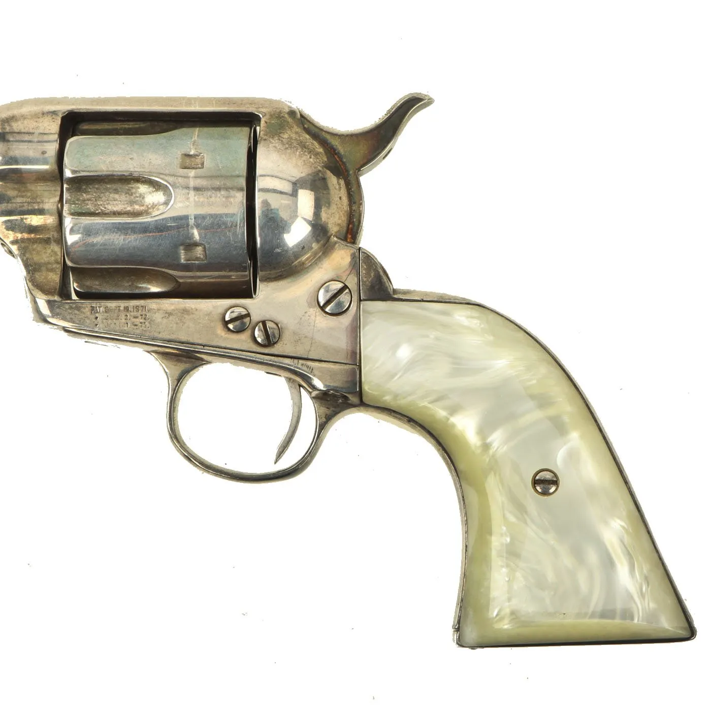 Original U.S. Colt Silver Plated .45cal Single Action Army Revolver with Pearloid Grips & 4 3/4" Barrel made in 1881 - Serial 70286