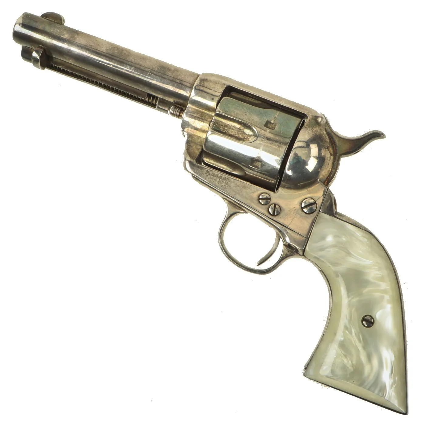 Original U.S. Colt Silver Plated .45cal Single Action Army Revolver with Pearloid Grips & 4 3/4" Barrel made in 1881 - Serial 70286