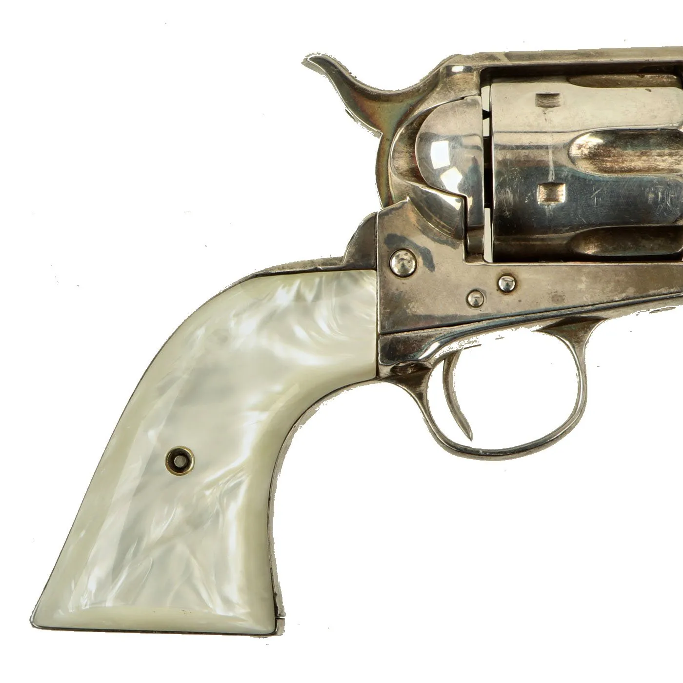 Original U.S. Colt Silver Plated .45cal Single Action Army Revolver with Pearloid Grips & 4 3/4" Barrel made in 1881 - Serial 70286