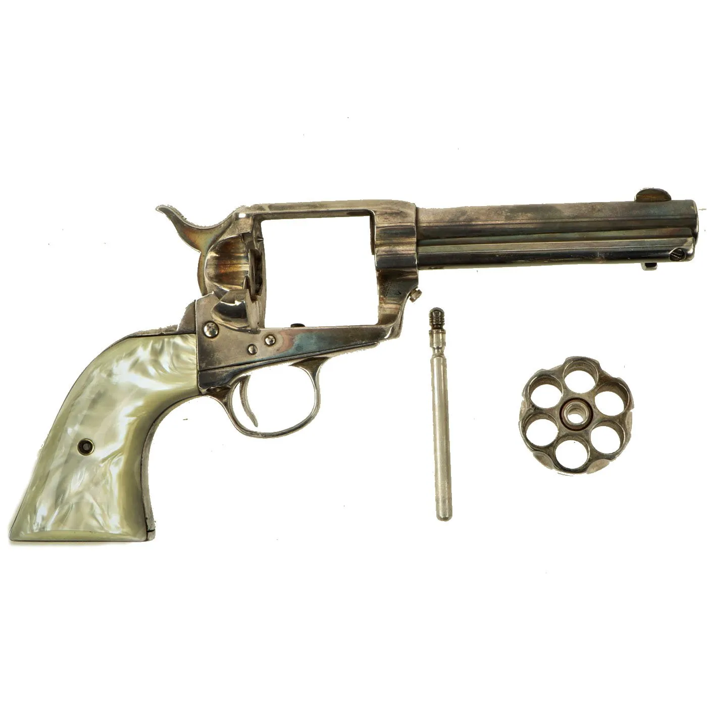 Original U.S. Colt Silver Plated .45cal Single Action Army Revolver with Pearloid Grips & 4 3/4" Barrel made in 1881 - Serial 70286