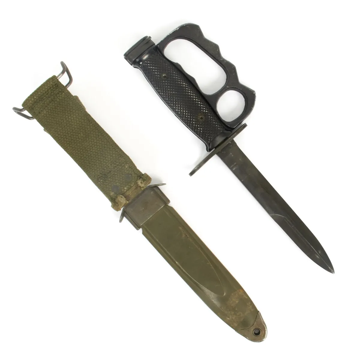 Original U.S. Vietnam War M7 Bayonet with Experimental Knuckle Guard and M8A1 Scabbard