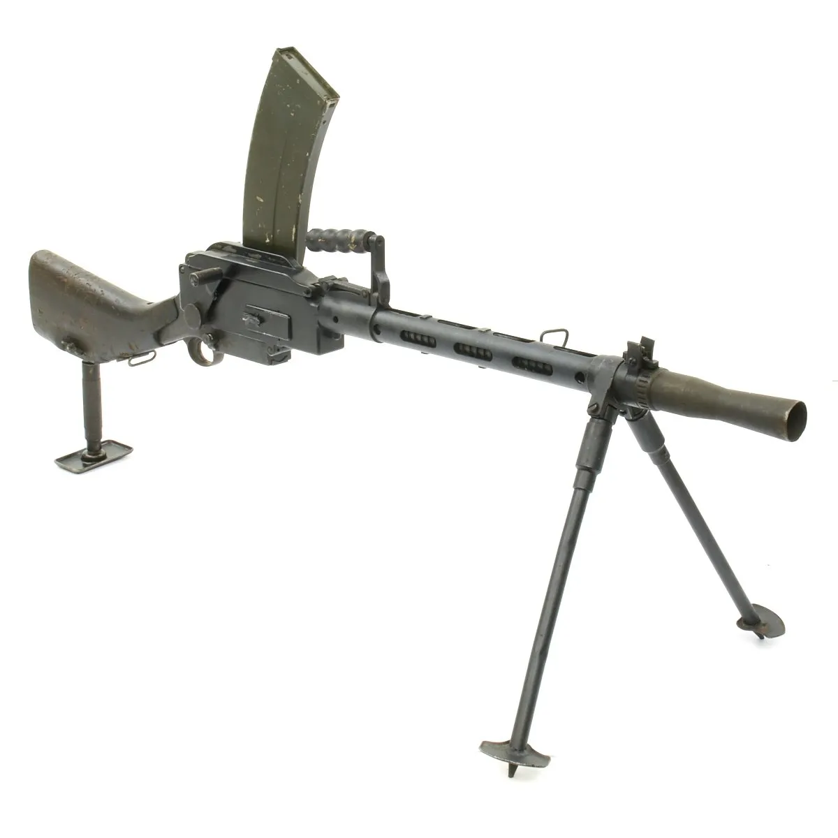 Original WWII Danish Madsen Display Light Machine Gun with Magazine and Monopod