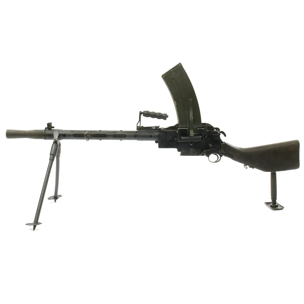 Original WWII Danish Madsen Display Light Machine Gun with Magazine and Monopod