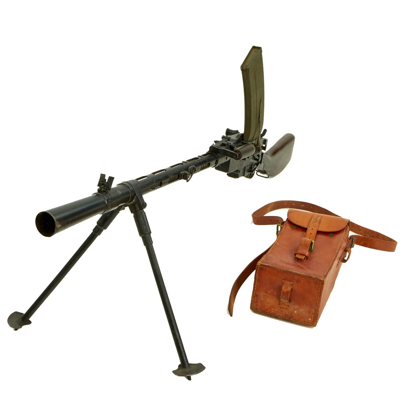 Original WWII Danish Madsen Display Light Machine Gun with Magazine Pouch & 2 Magazines