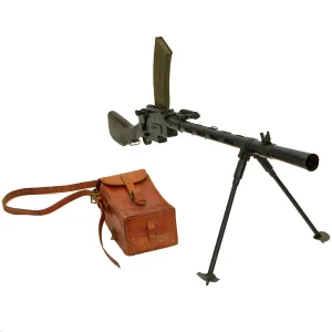 Original WWII Danish Madsen Display Light Machine Gun with Magazine Pouch & 2 Magazines